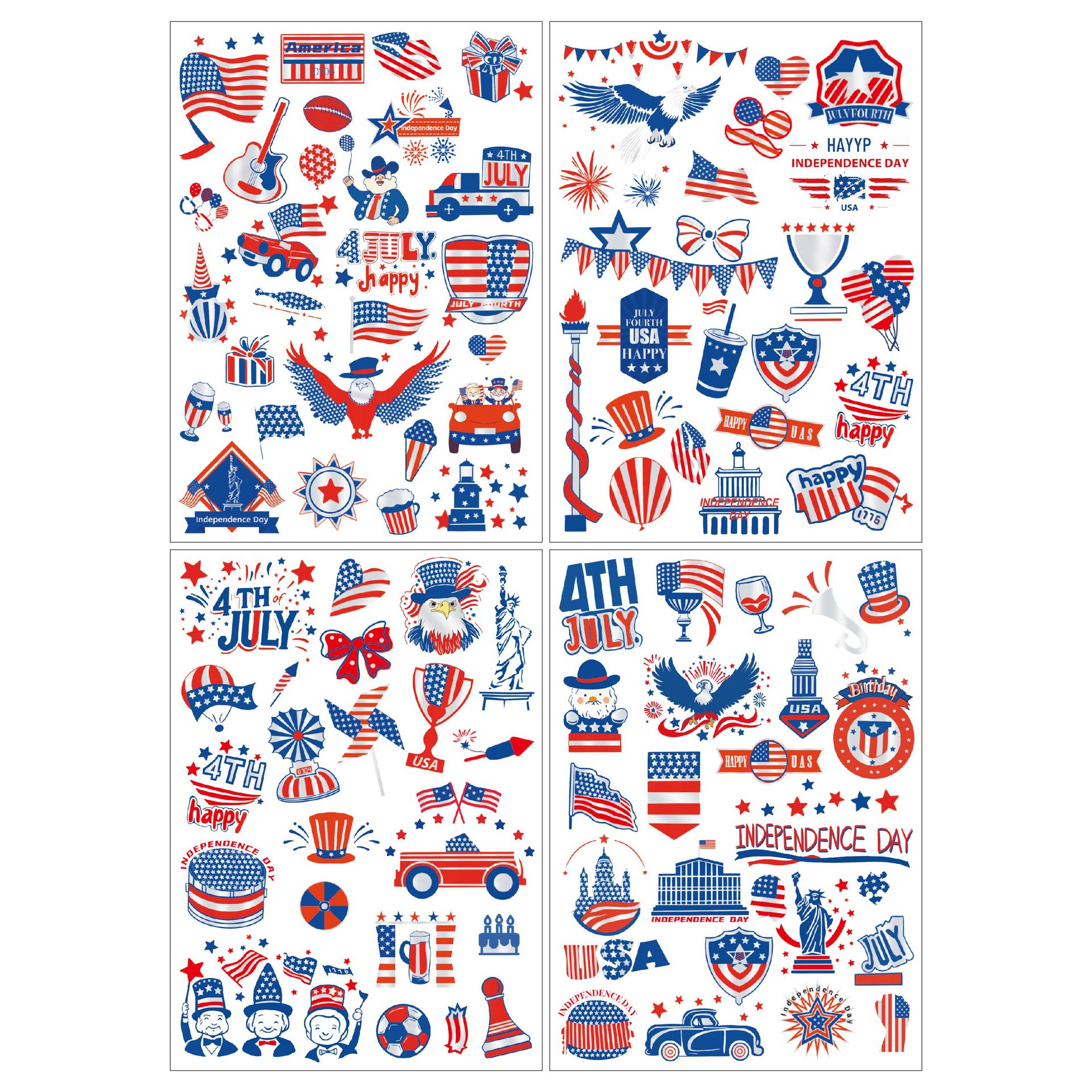 Independence Day Tattoo Stickers Face Holiday Party Sweat Decorative Props Disposable Temporary Tattoo Stickers 15*21cm (quantity: 4 for a set)
Independence Day Tattoo Stickers Face Holiday Party Sweat Decorative Props Disposable Temporary Tattoo Stickers 15*21cm (quantity: 4 for a set)