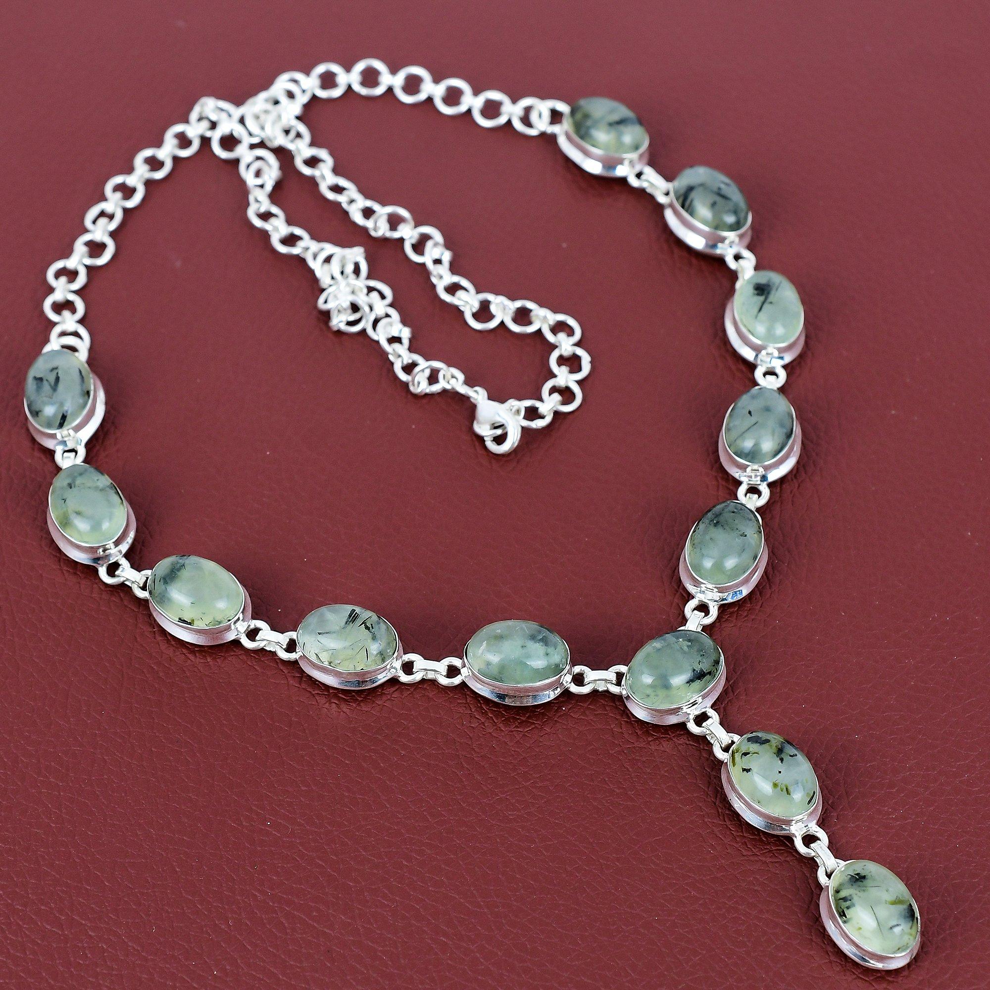 Moss prehnite gemstone necklace 925 sterling silver necklace adjustable chain necklace handmade jewelry gifts for her latest design necklace Adjustable
Moss prehnite gemstone necklace 925 sterling silver necklace adjustable chain necklace handmade jewelry gifts for her latest design necklace Adjustable