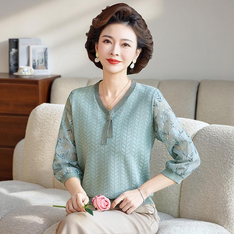Elegant Temperament Knit T-shirt for Middle-aged Women with Gauze Sleeves - Spring/Summer 2026 110 (recommended 85-115 jin) озеро синього кольору
Elegant Temperament Knit T-shirt for Middle-aged Women with Gauze Sleeves - Spring/Summer 2026 110 (recommended 85-115 jin) озеро синього кольору