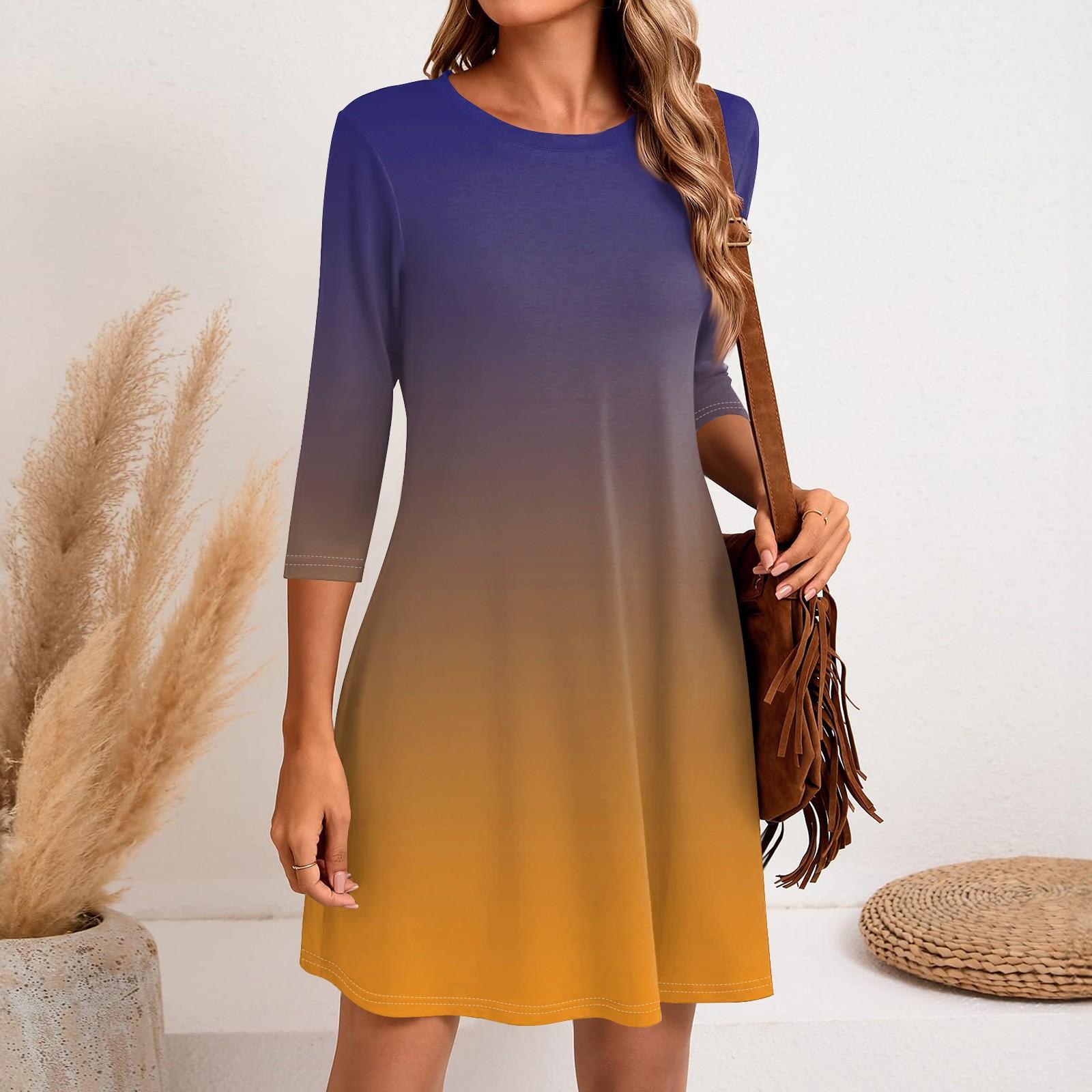 Женское модное повседневное платье с круглым вырезом и рукавом три четверти M оранжевый
Женское модное повседневное платье с круглым вырезом и рукавом три четверти M оранжевый