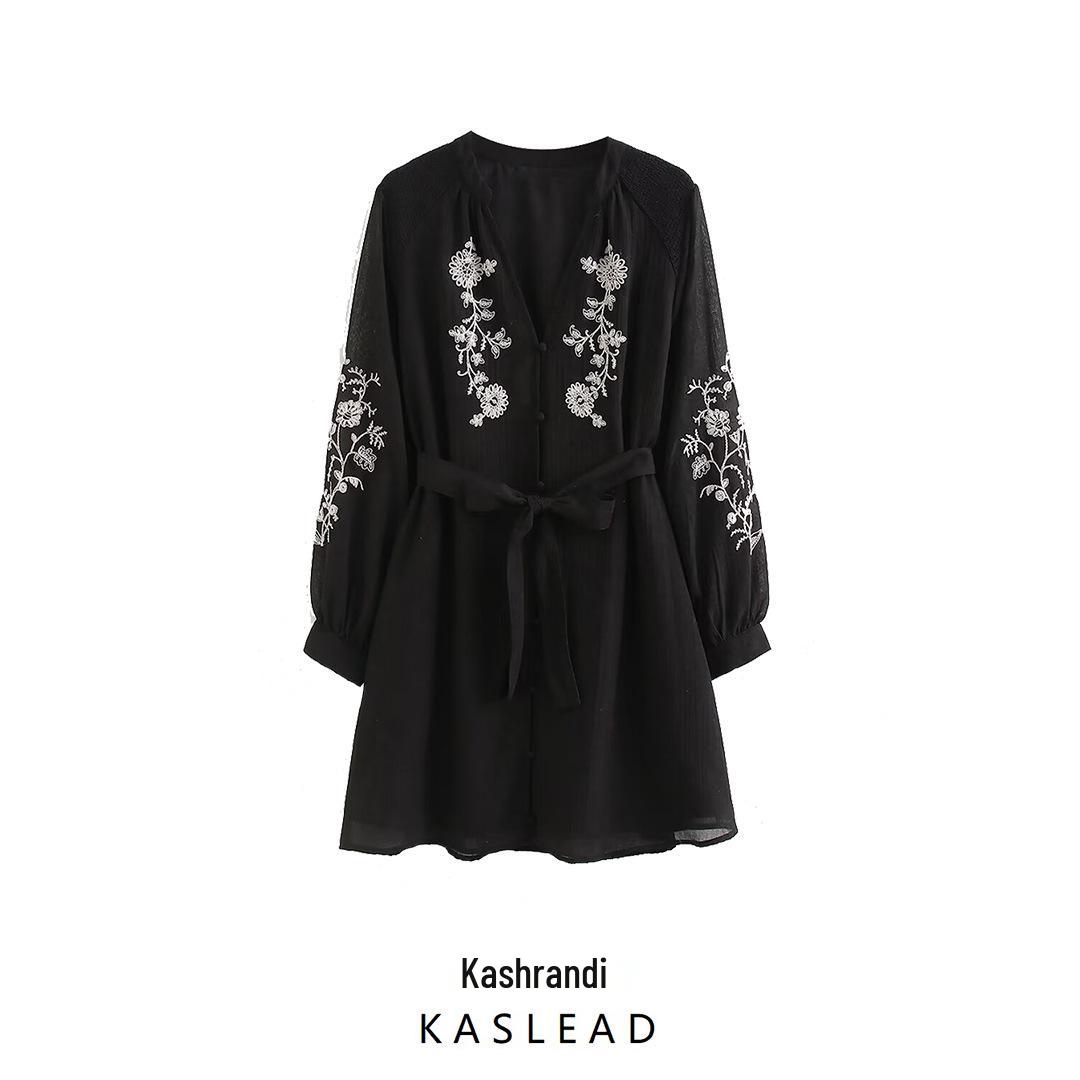 2024 Fall Women s European & American Style Embroidered Long Sleeve Mini Dress Large чорний
2024 Fall Women s European & American Style Embroidered Long Sleeve Mini Dress Large чорний
