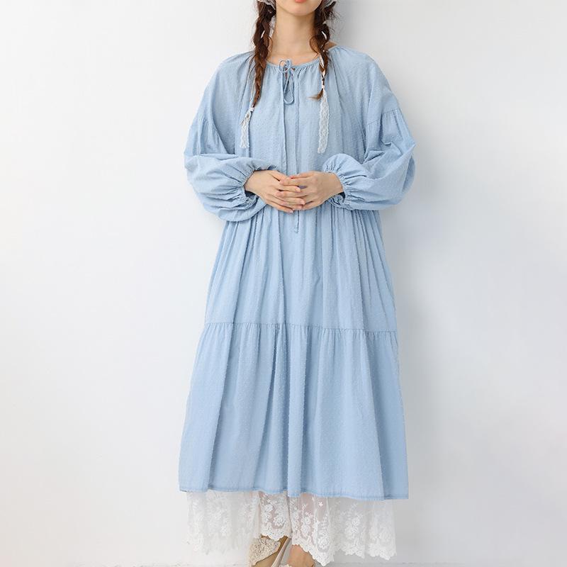 2026 Spring Loose Fit Japanese Style Cotton Dress with Lace-Up Neckline - Women s Casual Long Skirt One Size світло-синій колір
2026 Spring Loose Fit Japanese Style Cotton Dress with Lace-Up Neckline - Women s Casual Long Skirt One Size світло-синій колір