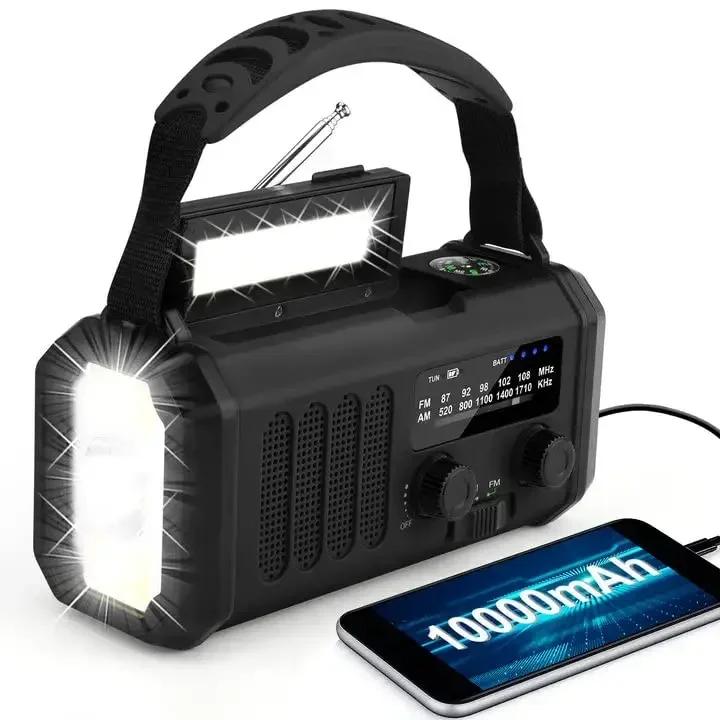 10000mAh Solar Crank Emergency Radio NOAA/AM/FM Weather Radio With Torch LED Reading Lamp SOS Alarm Compass for Outdoor Survival чорний
10000mAh Solar Crank Emergency Radio NOAA/AM/FM Weather Radio With Torch LED Reading Lamp SOS Alarm Compass for Outdoor Survival чорний
