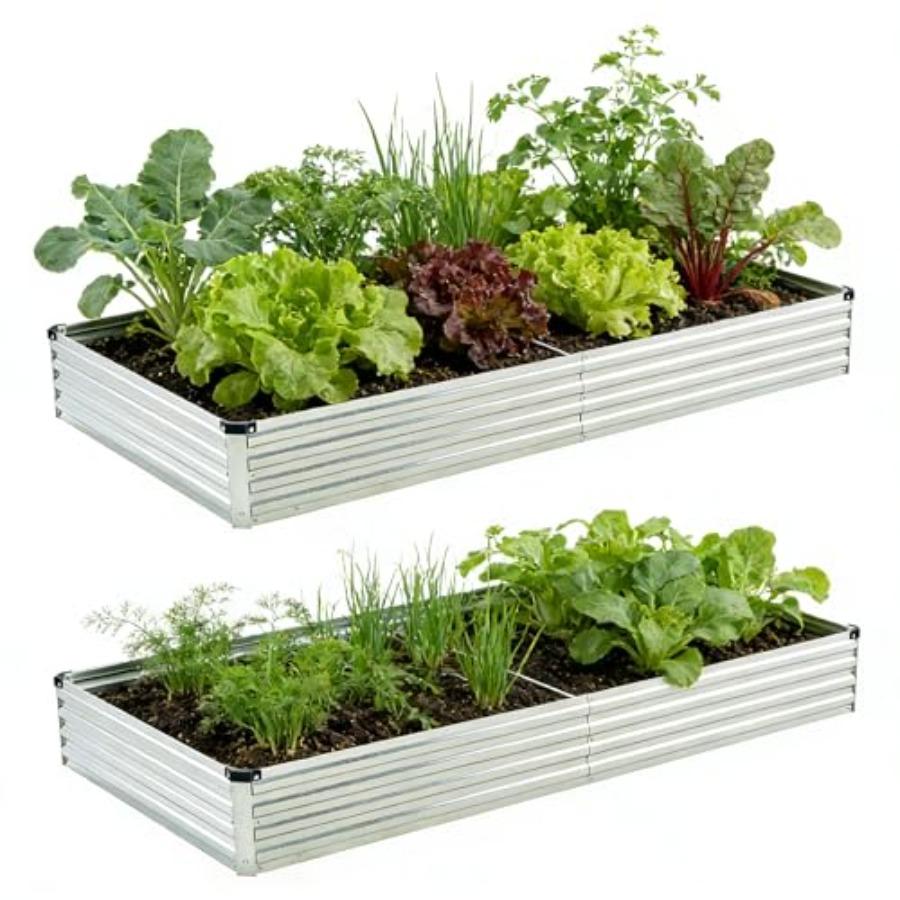 8x4x1ft 2 PCS Galvanized Raised Garden Bed Outdoor Planter Box Metal Patio Kit Planting Bed for Vegetables Flowers Herb Silver United States
8x4x1ft 2 PCS Galvanized Raised Garden Bed Outdoor Planter Box Metal Patio Kit Planting Bed for Vegetables Flowers Herb Silver United States