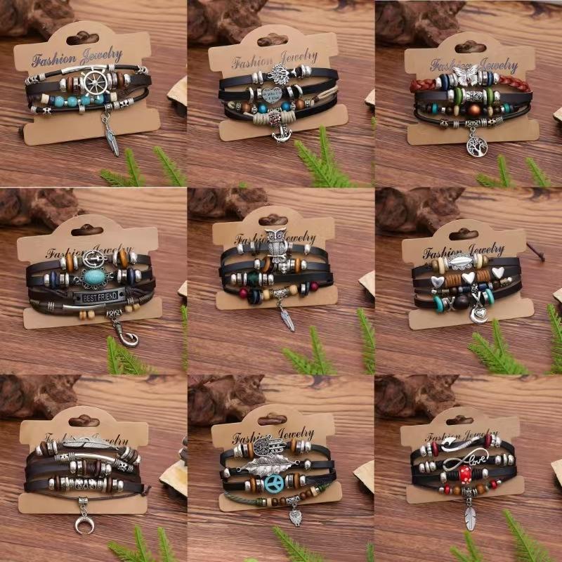 Hot-selling vintage floral jewelry, bohemian handmade female punk jewelry, multi-layer leather bracelets
Hot-selling vintage floral jewelry, bohemian handmade female punk jewelry, multi-layer leather bracelets