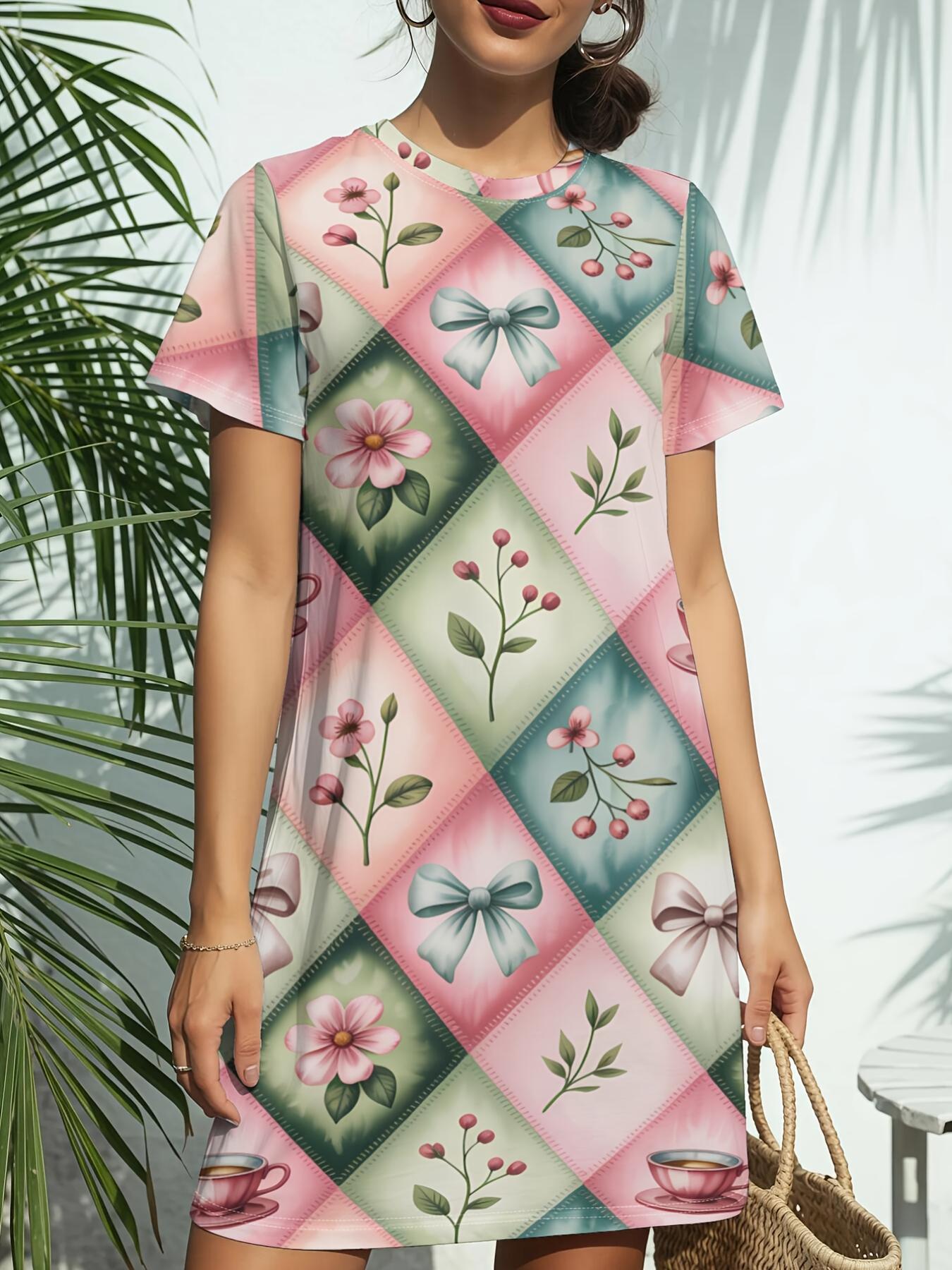 Pastel Geo PatchNew Arrival Women s Round Neck Short-Sleeve T-shirt Dress.American Trendy Digital Print. Casual Versatile Style for Spring and Summer. 9XL дубильна кора
Pastel Geo PatchNew Arrival Women s Round Neck Short-Sleeve T-shirt Dress.American Trendy Digital Print. Casual Versatile Style for Spring and Summer. 9XL дубильна кора