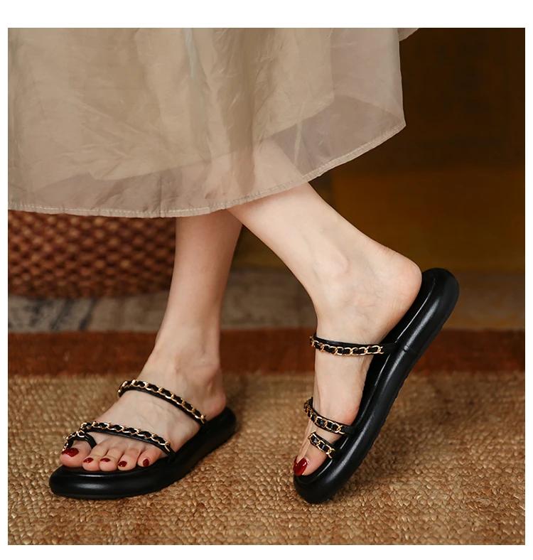 2024 Лето Золотые Новые Брендовые Женские Тапочки Золотые Пряжки Модные Женские Шлепанцы Без Застежек Плоский Каблук Повседневные Шлепанцы Для Отдыха На Природе 35 чёрный