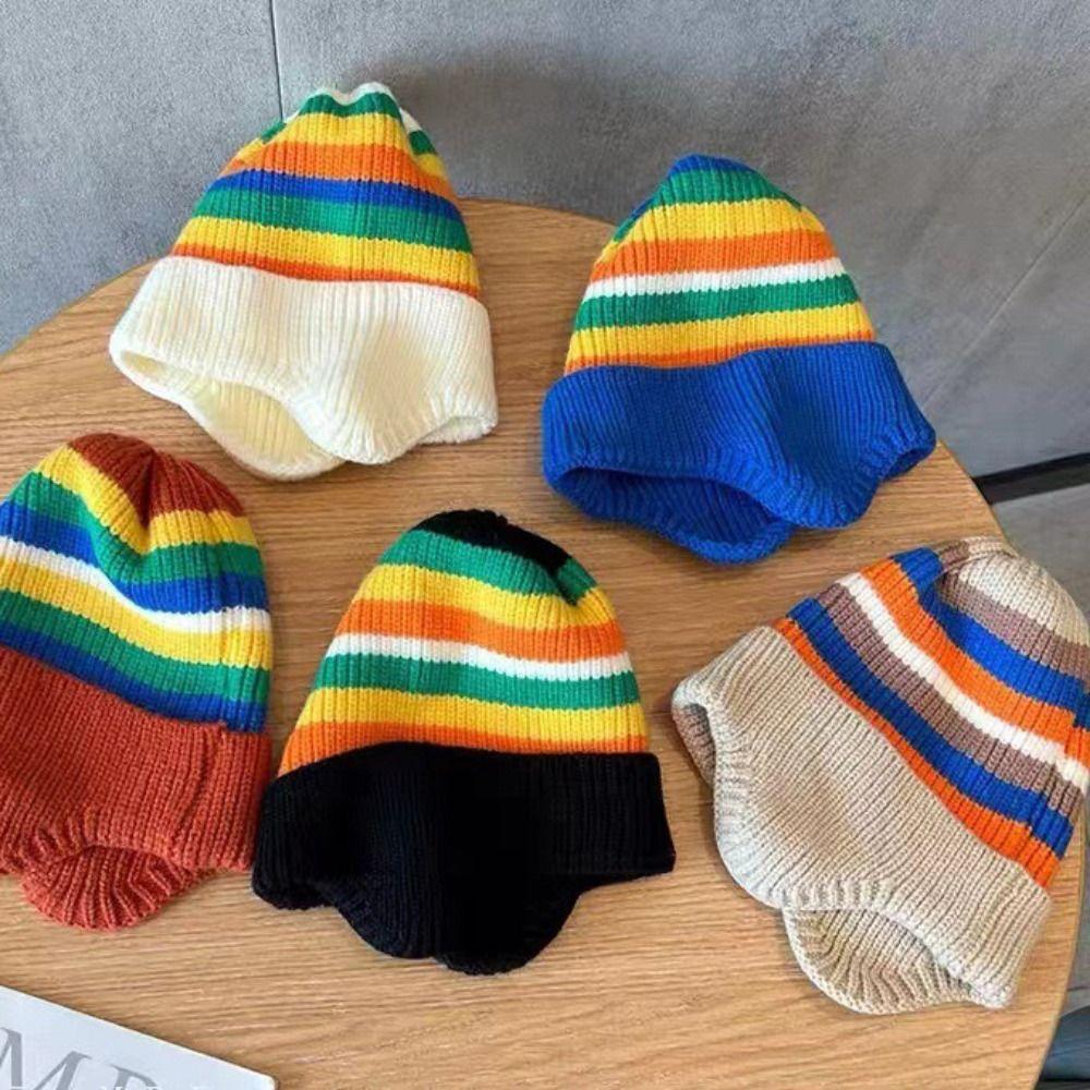 Warm Striped Rainbow Kids Infant Bonnet Child Girls Earflap Caps Kids Beanie Hats Winter Knit Hat
Warm Striped Rainbow Kids Infant Bonnet Child Girls Earflap Caps Kids Beanie Hats Winter Knit Hat