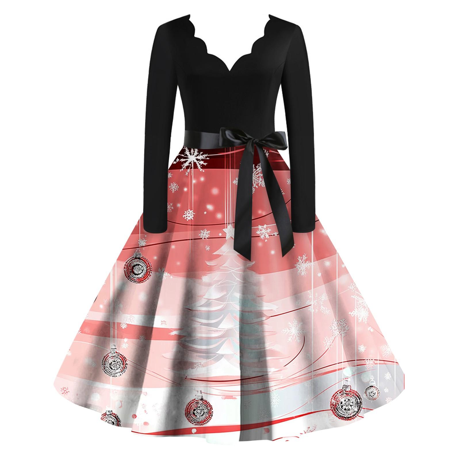 Жіноча різдвяна сукня з V-подібним вирізом і великим подолом, з довгим рукавом S
Жіноча різдвяна сукня з V-подібним вирізом і великим подолом, з довгим рукавом S