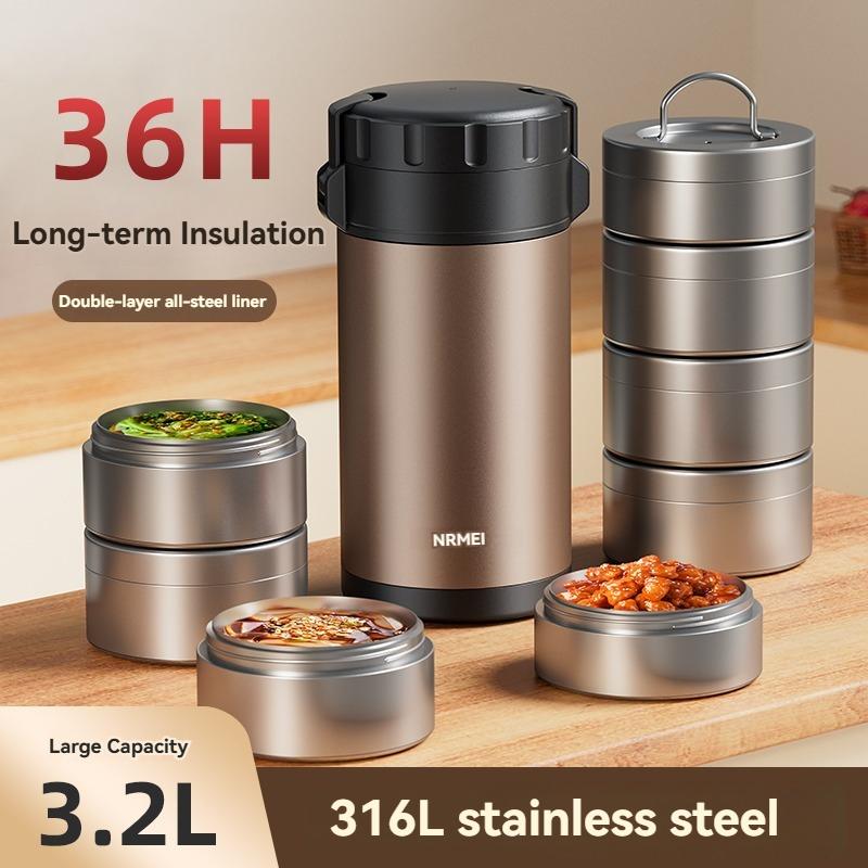 Stainless Steel Lunch Box, Large Capacity, Outdoor Portable Bento Box, Multi-Layer Thermal Food Storage Container, New Upgrade 2100-3200ML
Stainless Steel Lunch Box, Large Capacity, Outdoor Portable Bento Box, Multi-Layer Thermal Food Storage Container, New Upgrade 2100-3200ML