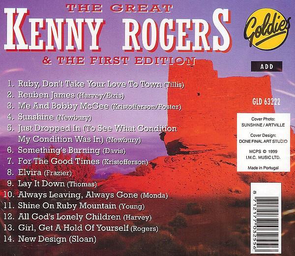 CD KENNY ROGERS & THE FIRST EDITION - Great Kenny Rogers & The First Edit GLD63222 Goldies 1999 Португалия Рок Б/У
CD KENNY ROGERS & THE FIRST EDITION - Great Kenny Rogers & The First Edit GLD63222 Goldies 1999 Португалия Рок Б/У