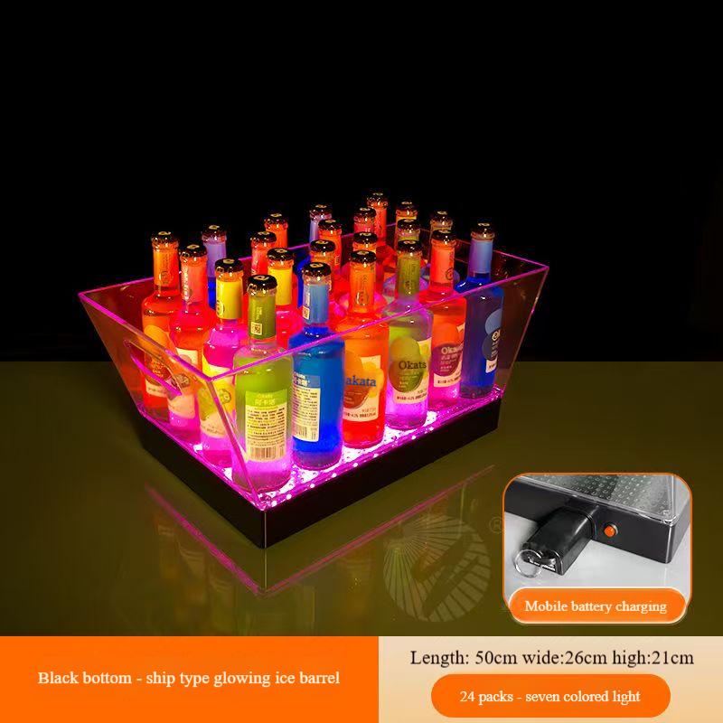 Transparent Acrylic Plastic Champagne Barrel With LED Light Black Bottom Trapezoidal Ice Drink Beer Cocktail Bucket Ktv Bar Lumi
Transparent Acrylic Plastic Champagne Barrel With LED Light Black Bottom Trapezoidal Ice Drink Beer Cocktail Bucket Ktv Bar Lumi