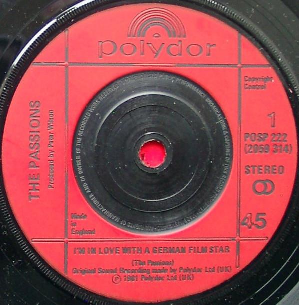 7inch Record PASSIONS - I m In Love With A German Film Star POSP222 Polydor 1981 UK Dance & Electronica Used
7inch Record PASSIONS - I m In Love With A German Film Star POSP222 Polydor 1981 UK Dance & Electronica Used