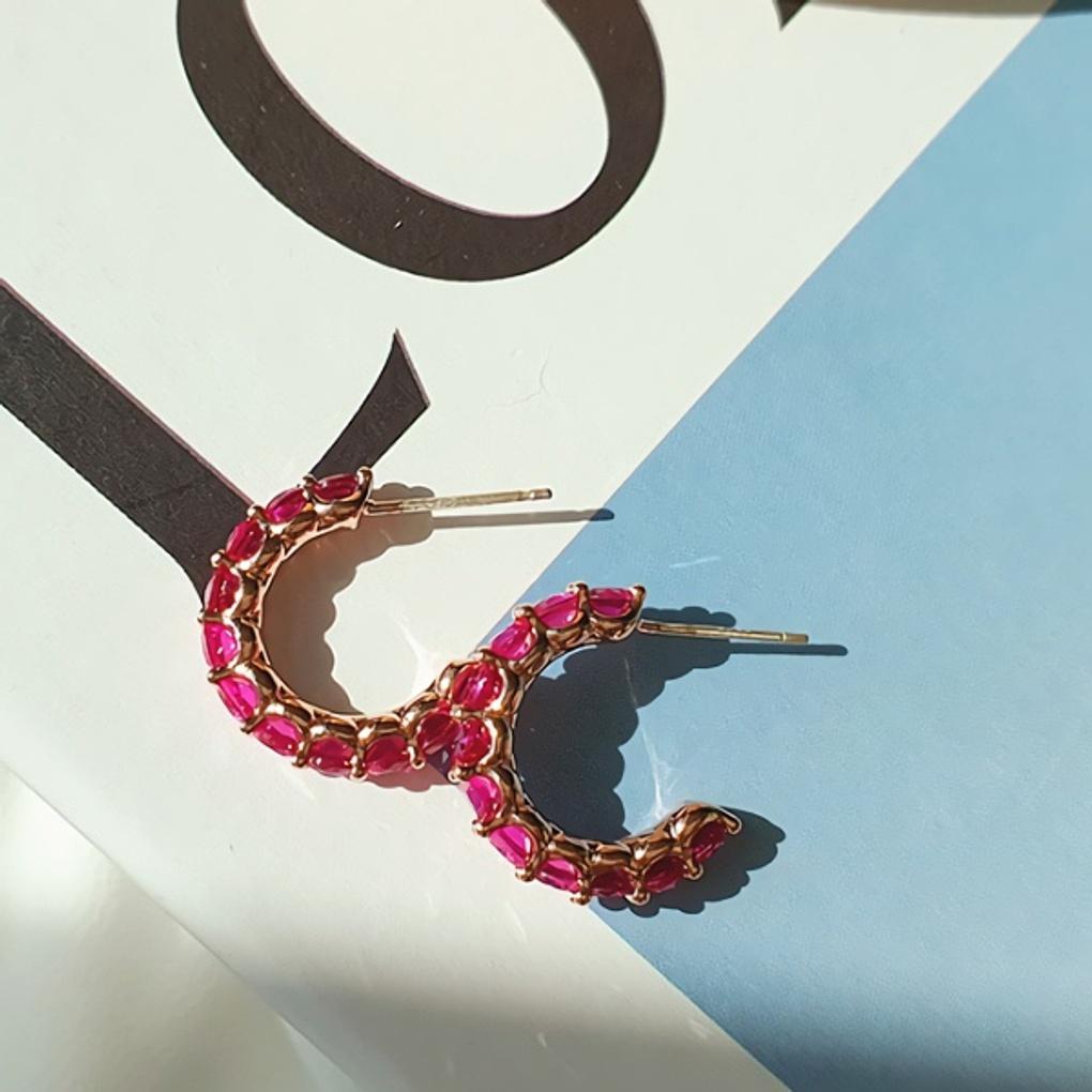 Women s 92.5 Silver Bling Color Cubic Ring Earrings pink
Women s 92.5 Silver Bling Color Cubic Ring Earrings pink