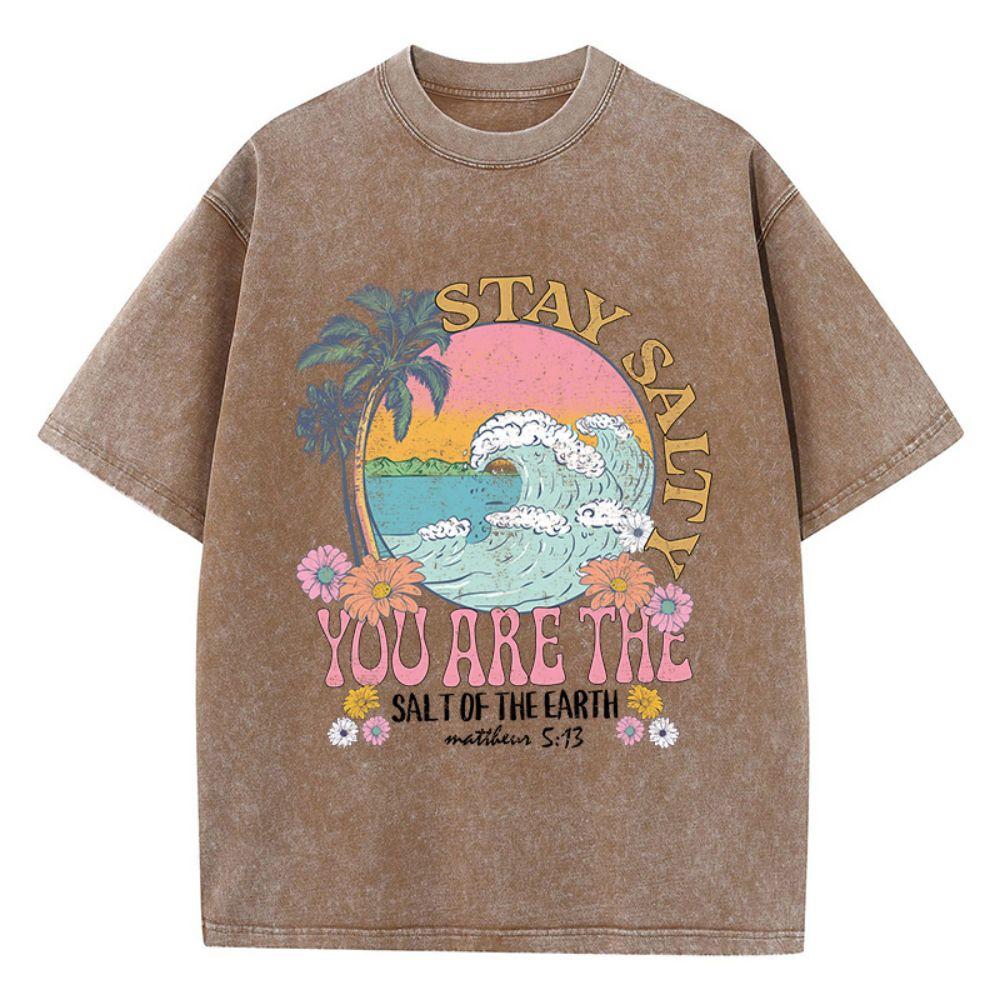 Summer Women s T-shirt Keeps Salty, You Are the Salt of the Earth Print Top Loose Round Neck Retro Women s Clothing S
Summer Women s T-shirt Keeps Salty, You Are the Salt of the Earth Print Top Loose Round Neck Retro Women s Clothing S