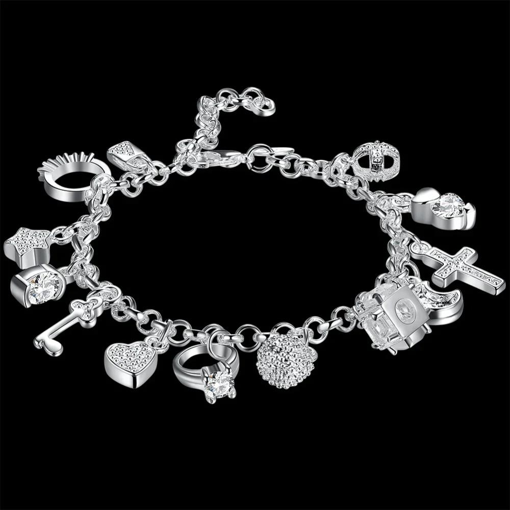 Fashion 925 Silver Bracelet for Woman Pretty Heart Zircon Pendant Chain Wedding Party Gifts Classic Jewelry 20CM 8inch 20cm 8inches
Fashion 925 Silver Bracelet for Woman Pretty Heart Zircon Pendant Chain Wedding Party Gifts Classic Jewelry 20CM 8inch 20cm 8inches
