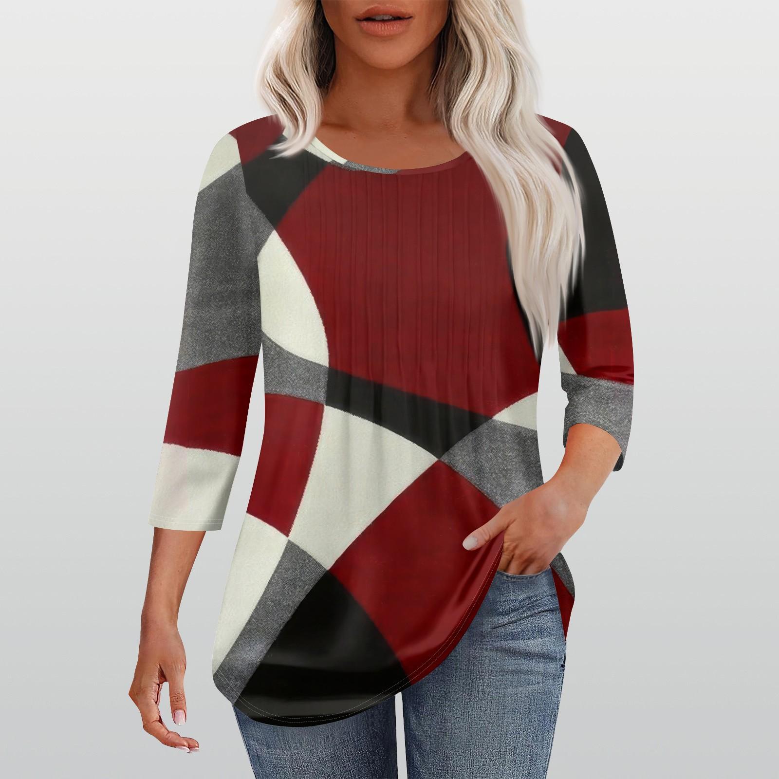 Рубашки с рукавом 3/4 для женщин, модные, повседневные, с круглым вырезом, с принтом, футболка, топ XL винный
Рубашки с рукавом 3/4 для женщин, модные, повседневные, с круглым вырезом, с принтом, футболка, топ XL винный