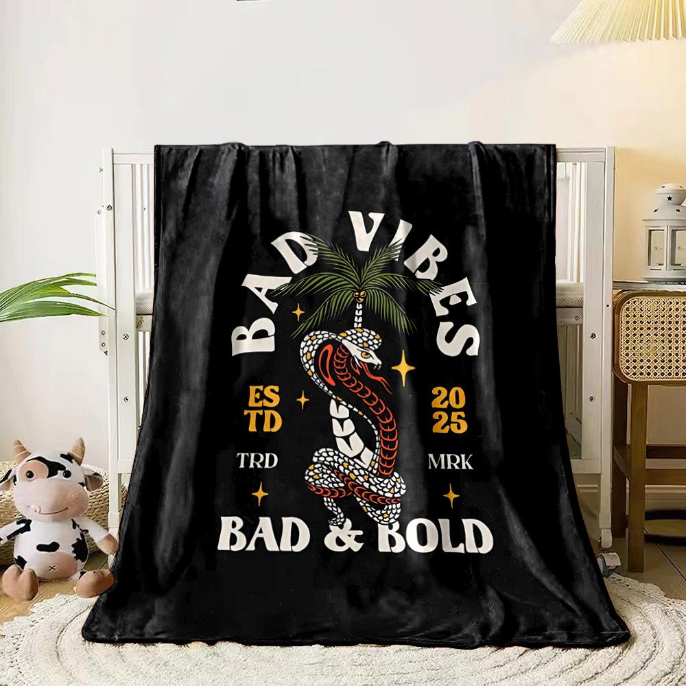 A coiled snake with bold text surrounding a central palm tree motif. for all seasons blanket lunch break throw gift 80cm x 120cm
A coiled snake with bold text surrounding a central palm tree motif. for all seasons blanket lunch break throw gift 80cm x 120cm