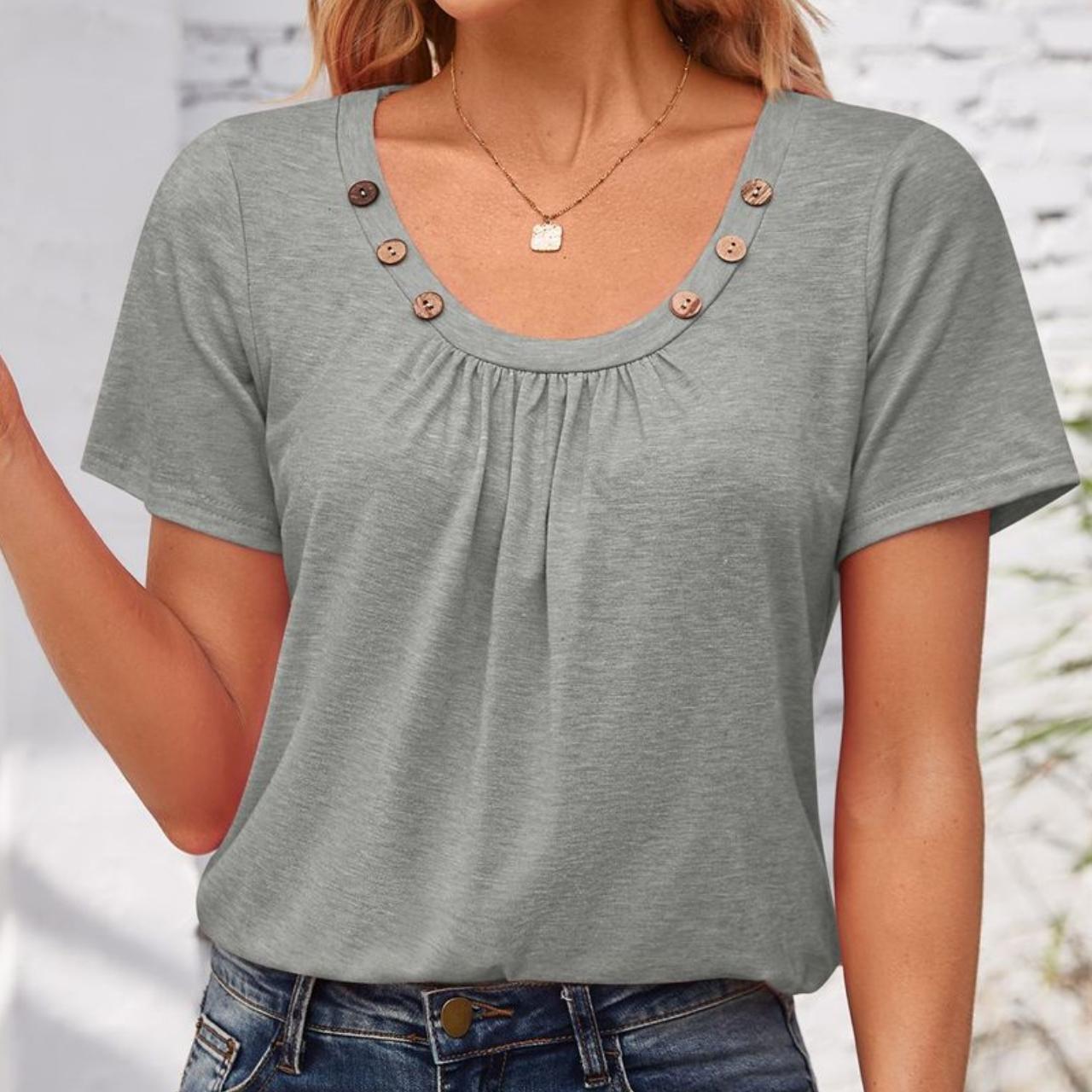 GMXIA женские модные повседневные летние однотонные блузки и рубашки с короткими рукавами с застежкой и U-образным вырезом XXL серый
GMXIA женские модные повседневные летние однотонные блузки и рубашки с короткими рукавами с застежкой и U-образным вырезом XXL серый