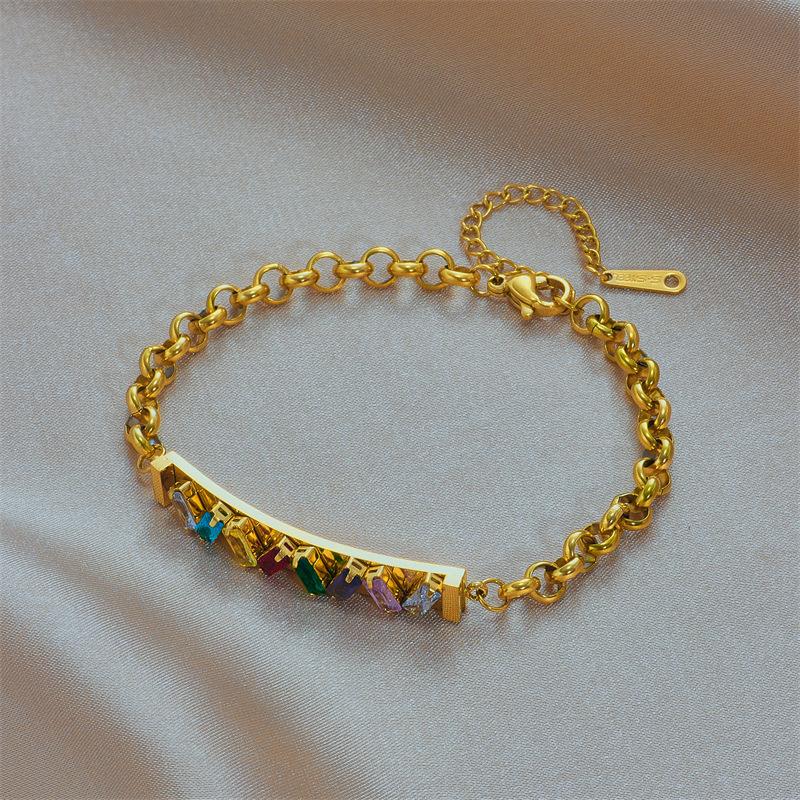 Gold Plated Rainbow CZ Bar Chain Bracelet, Dainty Colorful Cubic Zirconia Link Bracelet, Fashion Jewelry for Women Gift золотой
Gold Plated Rainbow CZ Bar Chain Bracelet, Dainty Colorful Cubic Zirconia Link Bracelet, Fashion Jewelry for Women Gift золотой