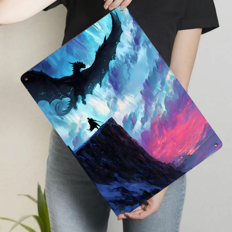 Fantasy Black Dragon and Warrior Confrontation Scene Metal Iron Painting Home Wall Decor Hanging Art 20x30cm(7.8x11.8inch)
Fantasy Black Dragon and Warrior Confrontation Scene Metal Iron Painting Home Wall Decor Hanging Art 20x30cm(7.8x11.8inch)
