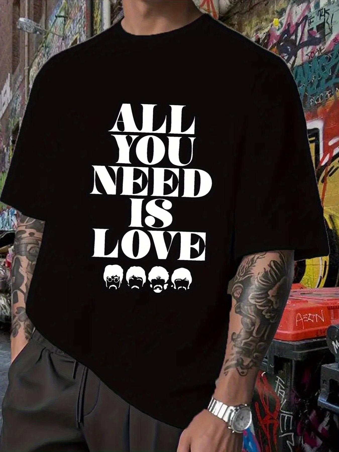 Black T-shirt with All You Need Is Love Graphic - Hip Hop Band Design M
Black T-shirt with All You Need Is Love Graphic - Hip Hop Band Design M