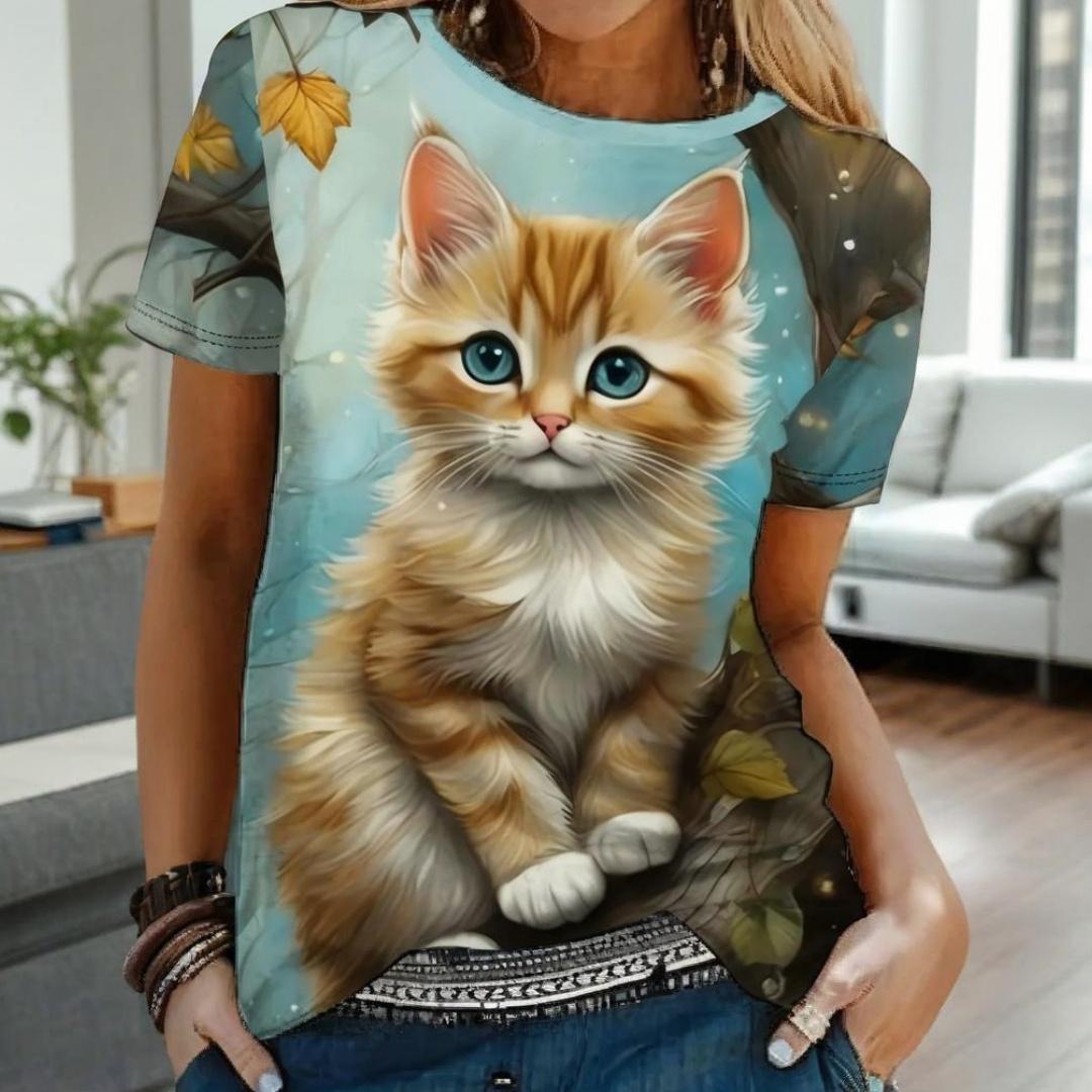 Summer Round Neck 3D Flower Cat Print Top Fashionable Casual Short Sleeved Women s T-shirts XS
Summer Round Neck 3D Flower Cat Print Top Fashionable Casual Short Sleeved Women s T-shirts XS