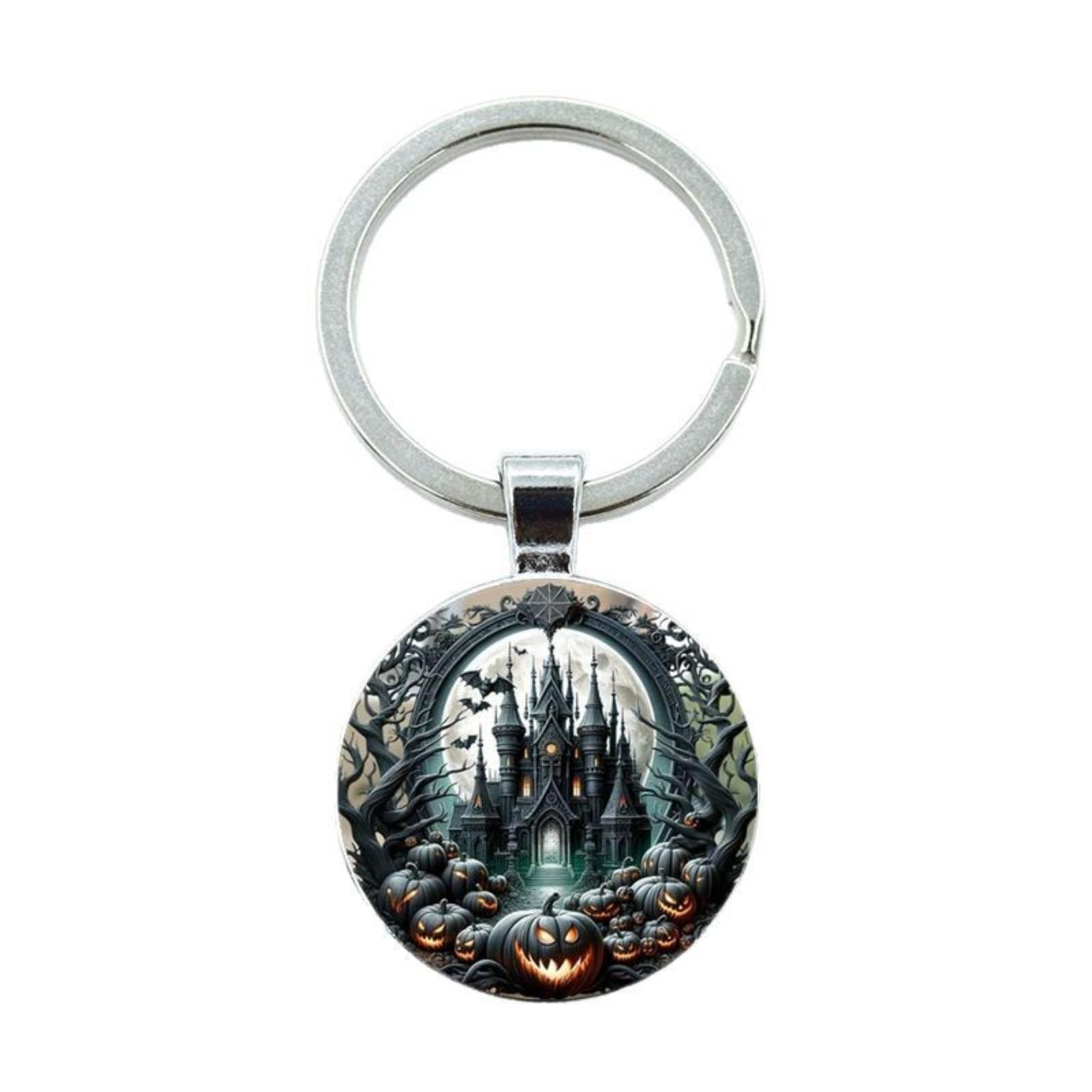 Round Alloy Keychain Pendant with Metal Key Ring Artistic Castle and Pumpkin Print for Everyday Use and Collection
Round Alloy Keychain Pendant with Metal Key Ring Artistic Castle and Pumpkin Print for Everyday Use and Collection