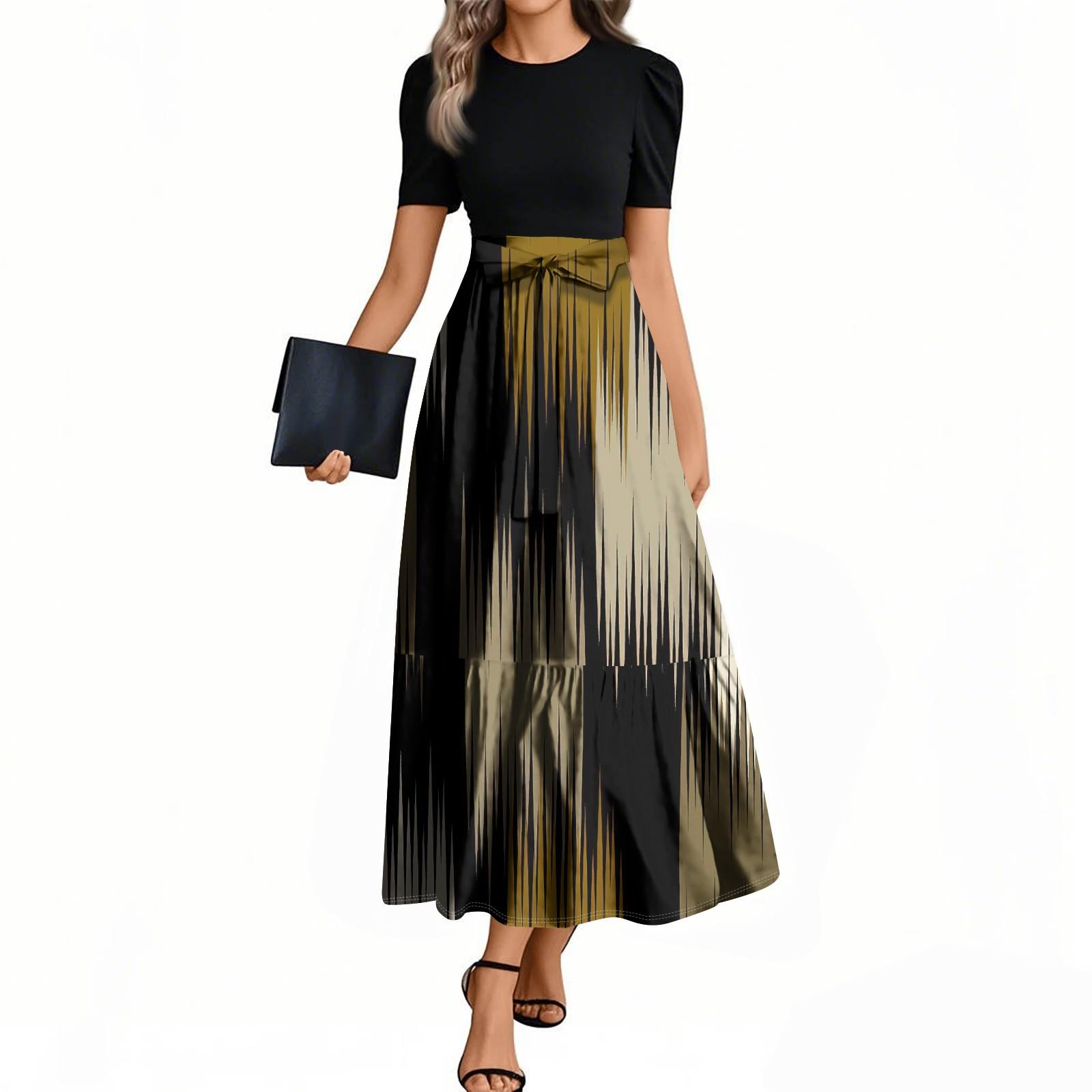 Женские модные повседневные платья с поясом, коротким рукавом, круглым вырезом, геометрическим узором, элегантные платья с темпераментом S серебряный
Женские модные повседневные платья с поясом, коротким рукавом, круглым вырезом, геометрическим узором, элегантные платья с темпераментом S серебряный