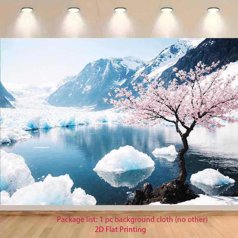 2D Dreamy Backdrop, Spring Cherry Blossom and Frozen Glacial Landscape Banner 47.2x31.5inch/120*80cm
2D Dreamy Backdrop, Spring Cherry Blossom and Frozen Glacial Landscape Banner 47.2x31.5inch/120*80cm