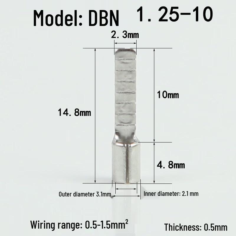 DBN1.25-10 Pre-Insulated Copper Wire Terminals
DBN1.25-10 Pre-Insulated Copper Wire Terminals