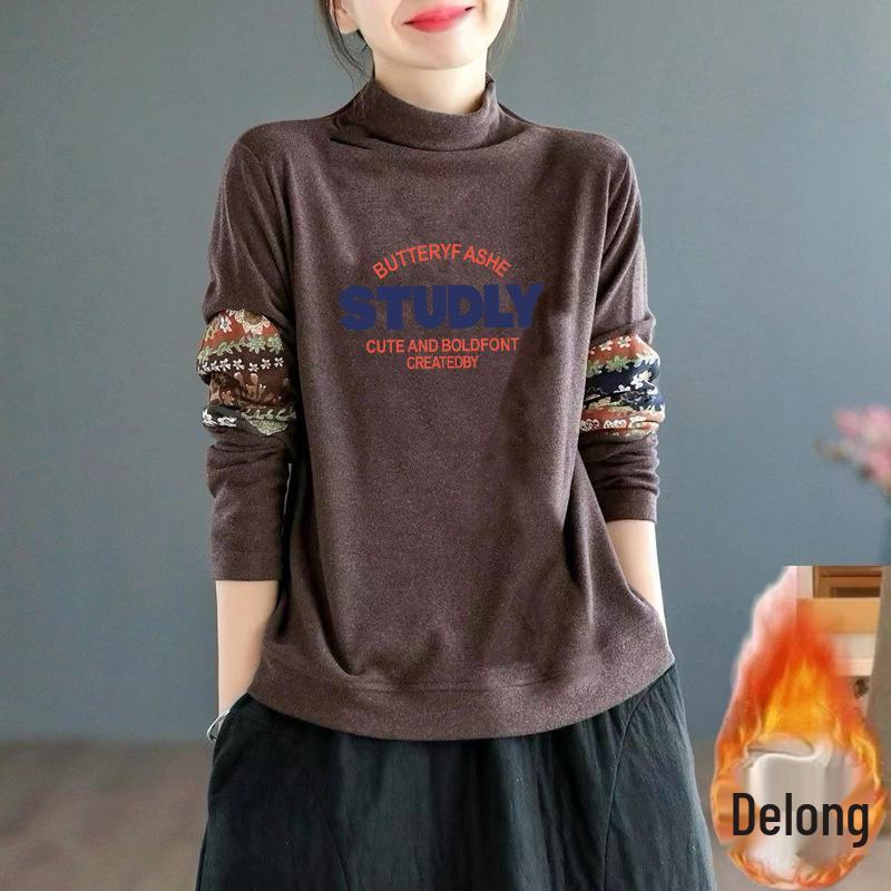 Retro Ethnic Print Long-Sleeve Top: German Velvet, Semi-High Collar, Plus Velvet Warmth 2XL (130-145 jin)
Retro Ethnic Print Long-Sleeve Top: German Velvet, Semi-High Collar, Plus Velvet Warmth 2XL (130-145 jin)