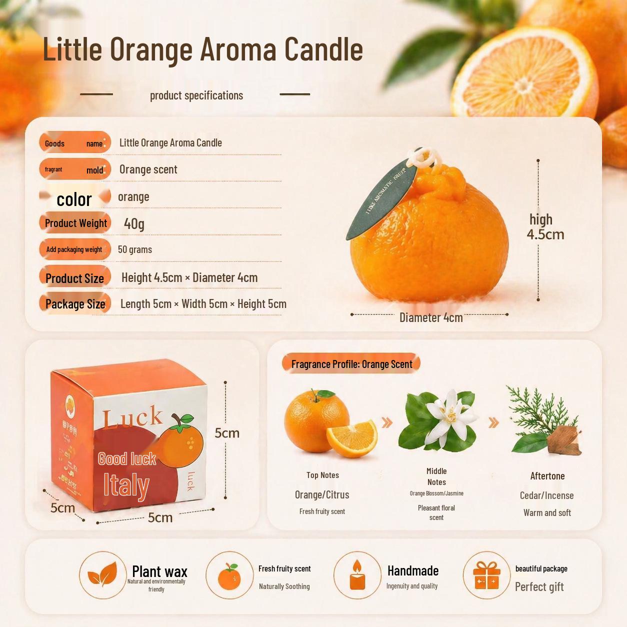 Creative Orange Scented Candle - Fruit Bridesmaid Gift, Wedding Favor, Photography Prop & Decoration
Creative Orange Scented Candle - Fruit Bridesmaid Gift, Wedding Favor, Photography Prop & Decoration