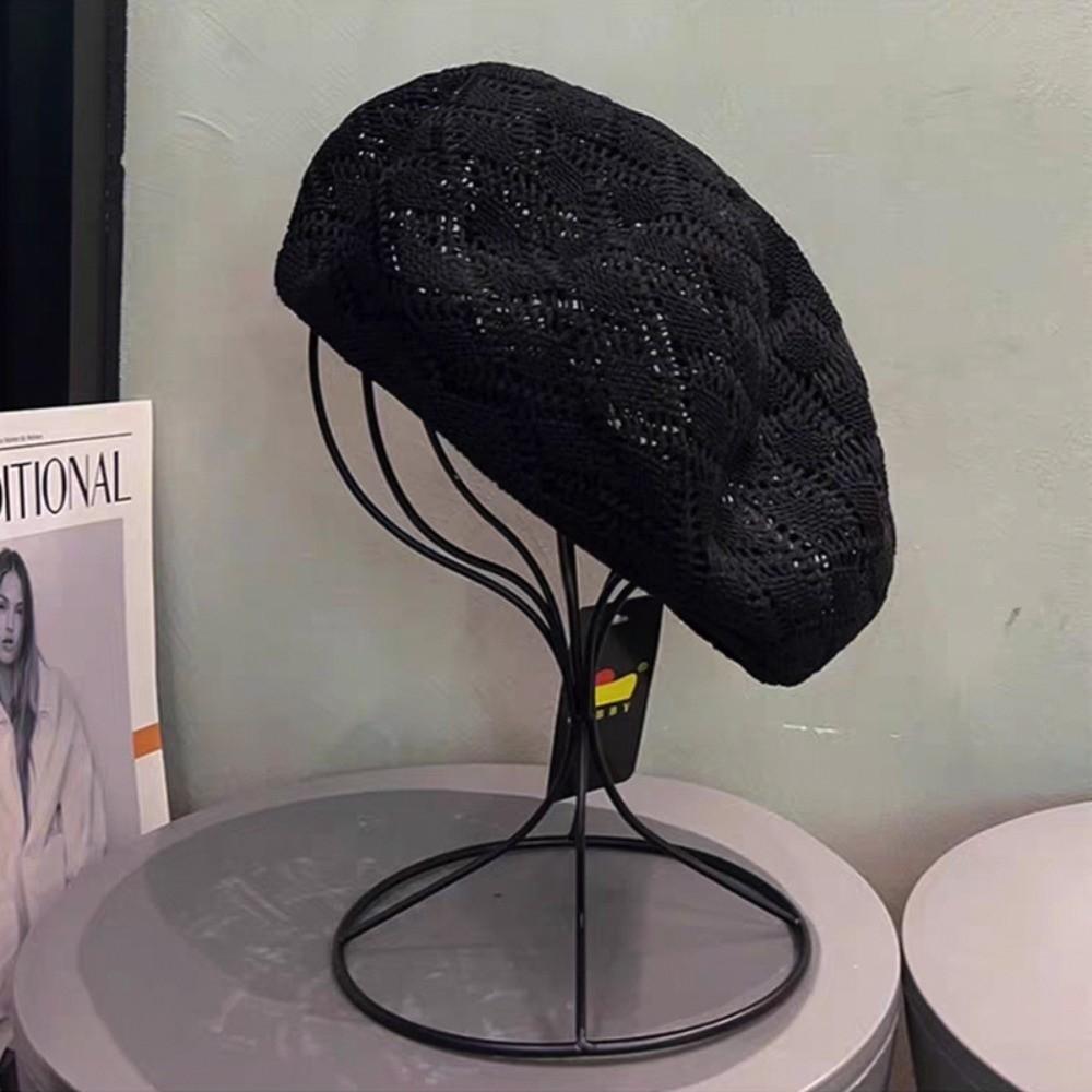 Solid Beret Cap Hollow Sunshade Hat Fashion Bonnets Women чорний
Solid Beret Cap Hollow Sunshade Hat Fashion Bonnets Women чорний
