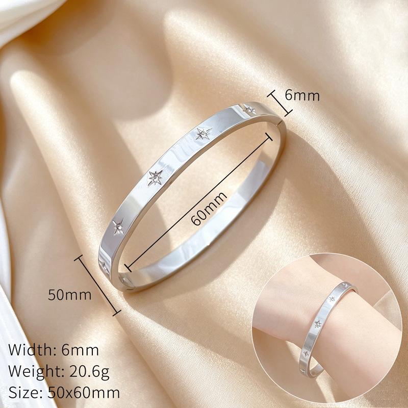 Stainless Steel Bangle Simple Sweet Shiny Zircon Star Can Open Bangle Bracelet for Women Girls Trendy Accessories Jewelry Gifts
Stainless Steel Bangle Simple Sweet Shiny Zircon Star Can Open Bangle Bracelet for Women Girls Trendy Accessories Jewelry Gifts