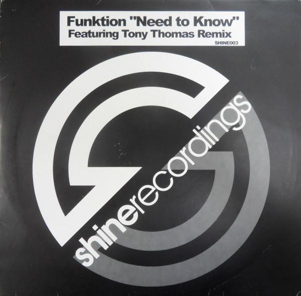 12inch Record FUNKTION - Need To Know SHINE003 Shine Recording 2003 UK Dance & Electronica Used
12inch Record FUNKTION - Need To Know SHINE003 Shine Recording 2003 UK Dance & Electronica Used