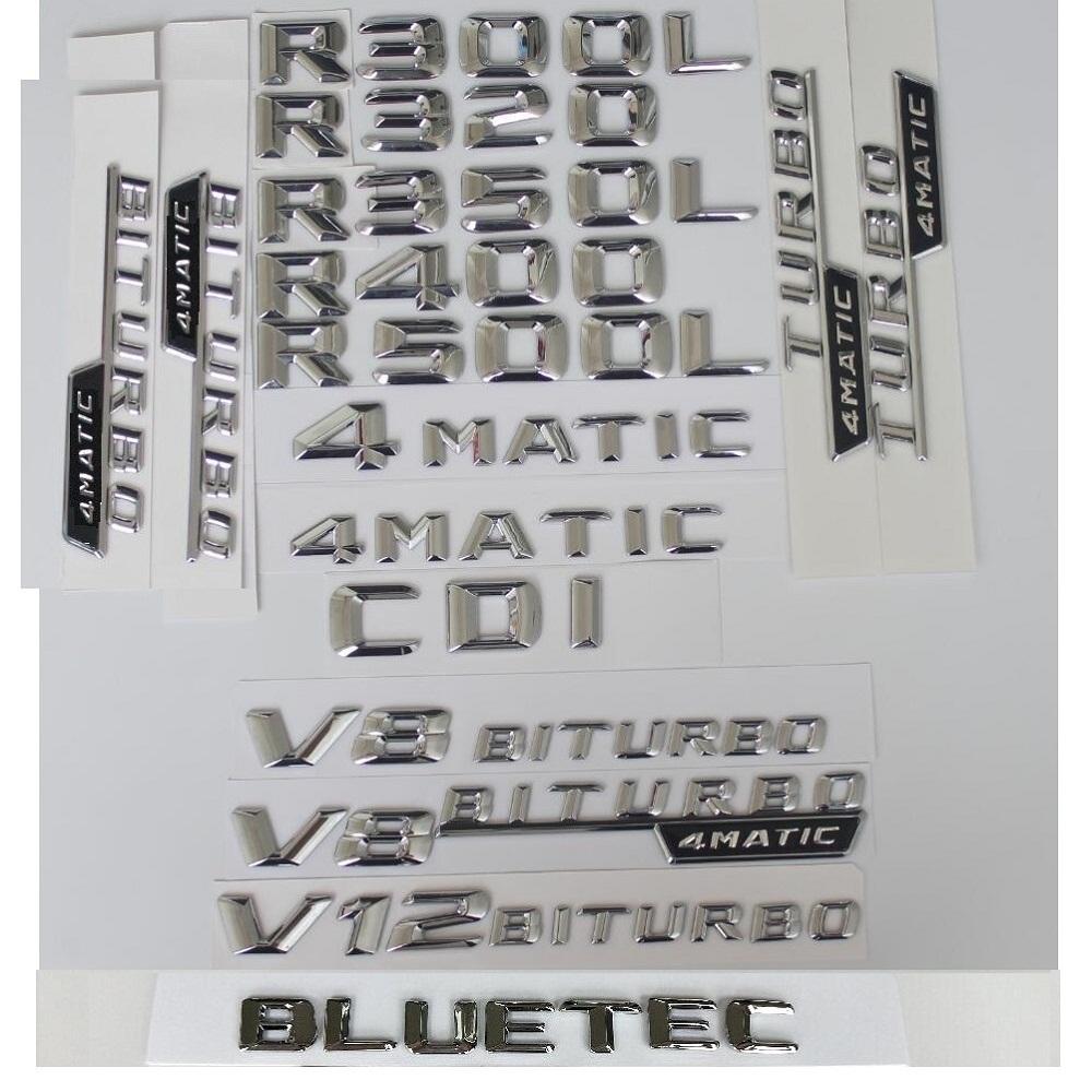 Chrome Silver Trunk 3D Letters Badge Emblems Sticker for Mercedes Benz R280 R300 R320 R350 R400 R500 R550 V8 BITURBO AMG 4MATIC CDI
Chrome Silver Trunk 3D Letters Badge Emblems Sticker for Mercedes Benz R280 R300 R320 R350 R400 R500 R550 V8 BITURBO AMG 4MATIC CDI