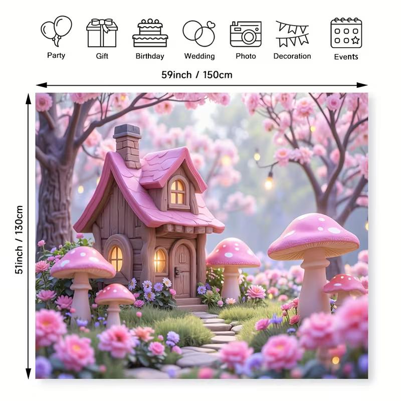 2D Dreamy Sakura Fairy House Backdrop with Glowing Lights for Baby Shower & First Birthday 47.2x31.5inch/120*80cm
2D Dreamy Sakura Fairy House Backdrop with Glowing Lights for Baby Shower & First Birthday 47.2x31.5inch/120*80cm