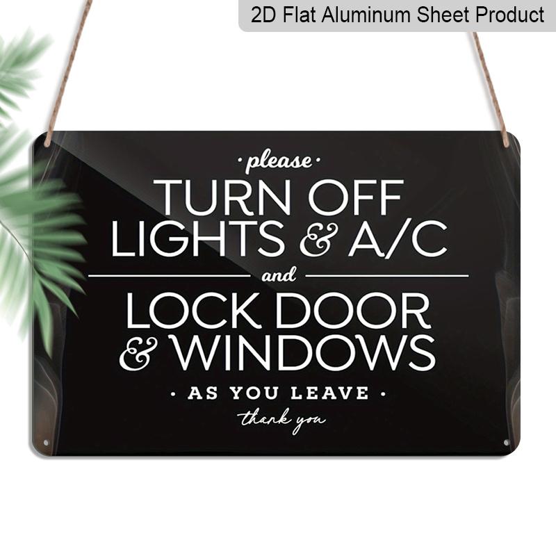 2D Flat 1pc Aluminum Vintage Metal Sign - Please Turn Off AC, Lights & Lock Doors - Retro Wall Art Decor with Elegant Font, Black Background with 20*30cm
2D Flat 1pc Aluminum Vintage Metal Sign - Please Turn Off AC, Lights & Lock Doors - Retro Wall Art Decor with Elegant Font, Black Background with 20*30cm