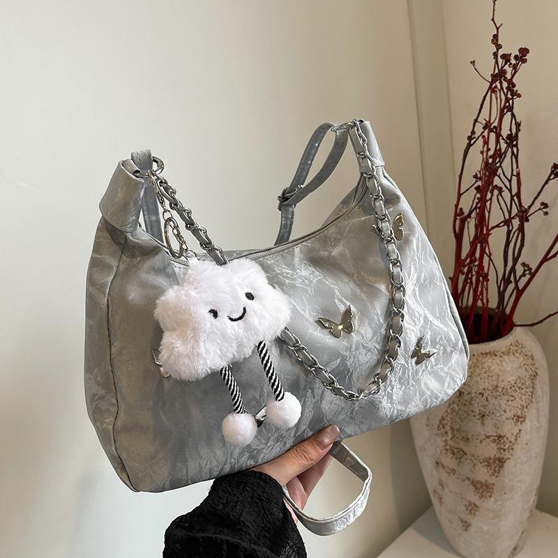 Niche design personalized large-capacity commuting 2024 casual butterfly underarm shoulder new fashionable and beautiful bag Without pendant срібний
Niche design personalized large-capacity commuting 2024 casual butterfly underarm shoulder new fashionable and beautiful bag Without pendant срібний