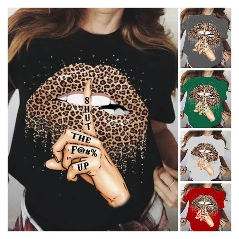 Leopard Lip Shut Up Print T Shirt Women Short Sleeve O Neck Loose Tshirt Summer Women Tee Shirt Tops Camisetas Mujer XXXL білий
Leopard Lip Shut Up Print T Shirt Women Short Sleeve O Neck Loose Tshirt Summer Women Tee Shirt Tops Camisetas Mujer XXXL білий