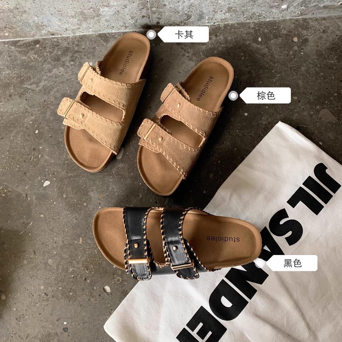 Cowhide version~ retro hand-stitched buckle belt leather white lazy leather slippers summer 35
Cowhide version~ retro hand-stitched buckle belt leather white lazy leather slippers summer 35