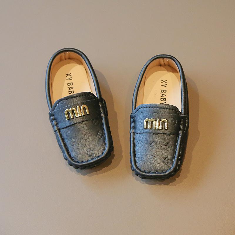 Детская универсальная обувь Doudou для мальчиков и девочек, весенняя детская обувь Tide Single, повседневная, мягкая подошва, одна педаль 25 чёрный