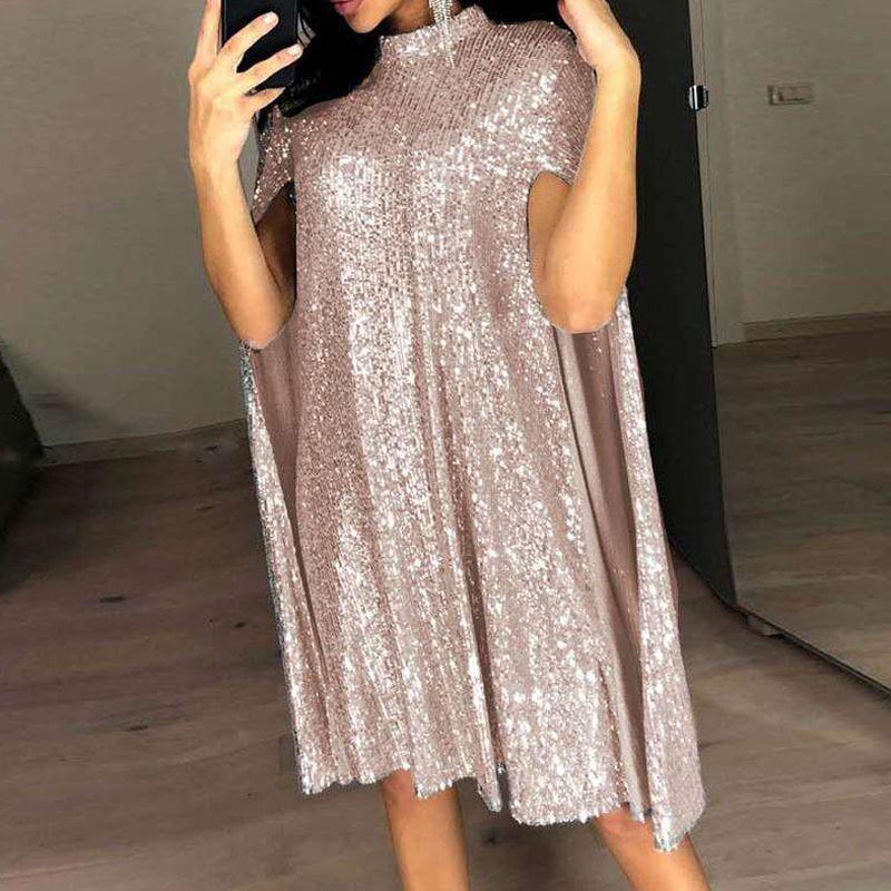 European and American Fashion Style Halterneck Stand Collar Slimming Shawl Sleeve Dress Glitter Birthday Dinner Party Dinner Suit Rose Gold 2XL
European and American Fashion Style Halterneck Stand Collar Slimming Shawl Sleeve Dress Glitter Birthday Dinner Party Dinner Suit Rose Gold 2XL