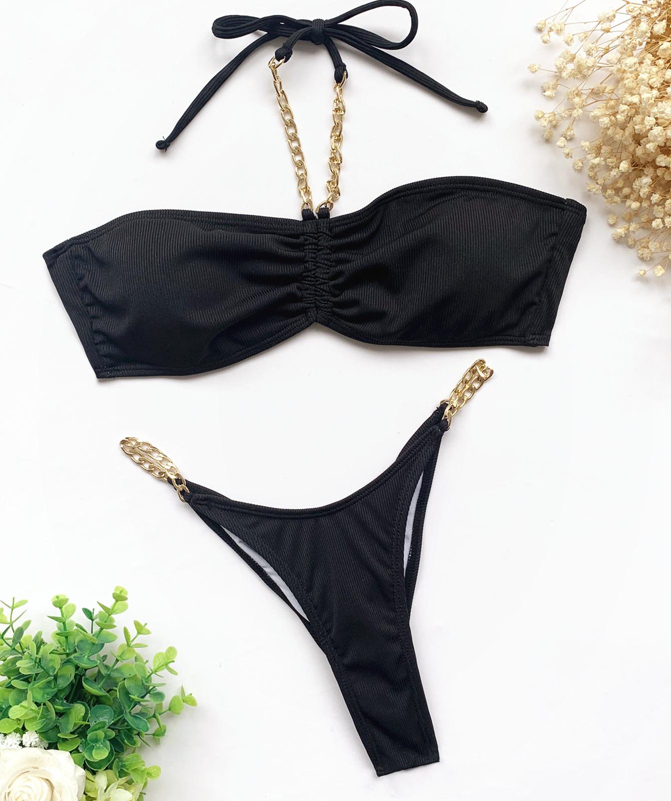 Женские купальники, сплошной Холтер, сексуальная цепочка, бикини с завязками на спине, стринги, бразильская пляжная одежда, купальные костюмы M чёрный
Женские купальники, сплошной Холтер, сексуальная цепочка, бикини с завязками на спине, стринги, бразильская пляжная одежда, купальные костюмы M чёрный