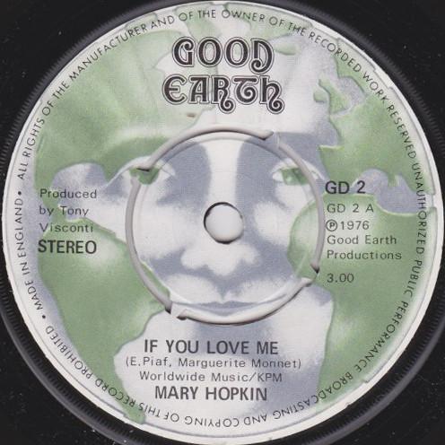 7inch Record MARY HOPKIN If You Love Me GD2 Good Earth 1976 UK Pop Used
7inch Record MARY HOPKIN If You Love Me GD2 Good Earth 1976 UK Pop Used