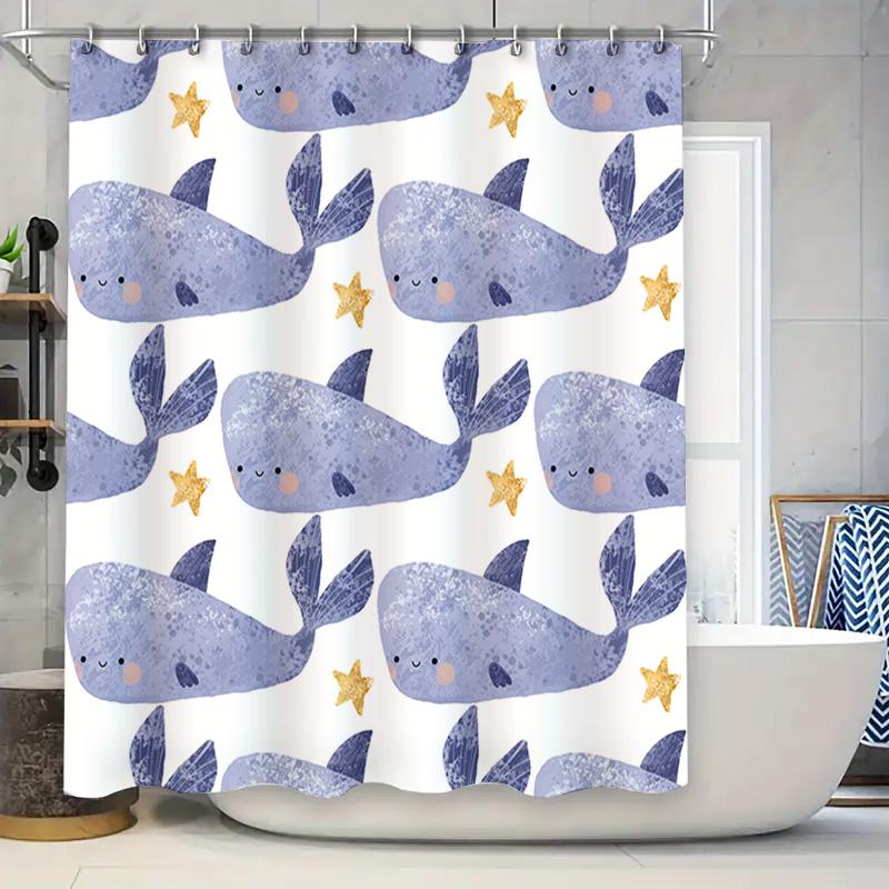 Whimsical Blue Whale Shower Curtain With Gold Stars Bathroom Decor For Kids Bathrooms Guest Rooms 180 X 243Cm Waterproof Fabric W60H190(CM)-1 Pcs
Whimsical Blue Whale Shower Curtain With Gold Stars Bathroom Decor For Kids Bathrooms Guest Rooms 180 X 243Cm Waterproof Fabric W60H190(CM)-1 Pcs
