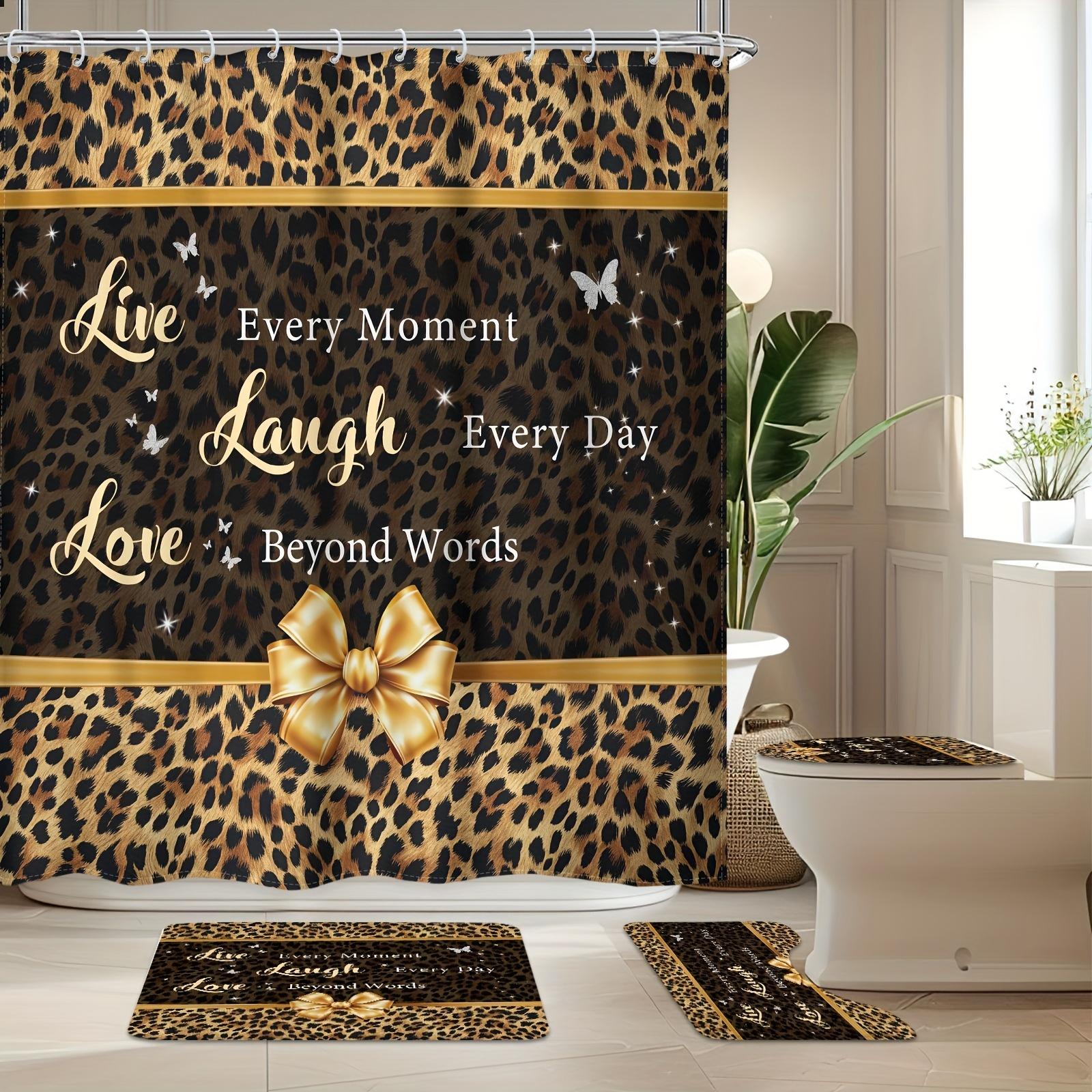Brown Leopard Shower Curtain Set, Vintage Leopard Inspirational Quote Bow Modern Art Waterproof Shower Curtain With 12 Hooks, No W60H190(CM)-1 Pcs
Brown Leopard Shower Curtain Set, Vintage Leopard Inspirational Quote Bow Modern Art Waterproof Shower Curtain With 12 Hooks, No W60H190(CM)-1 Pcs
