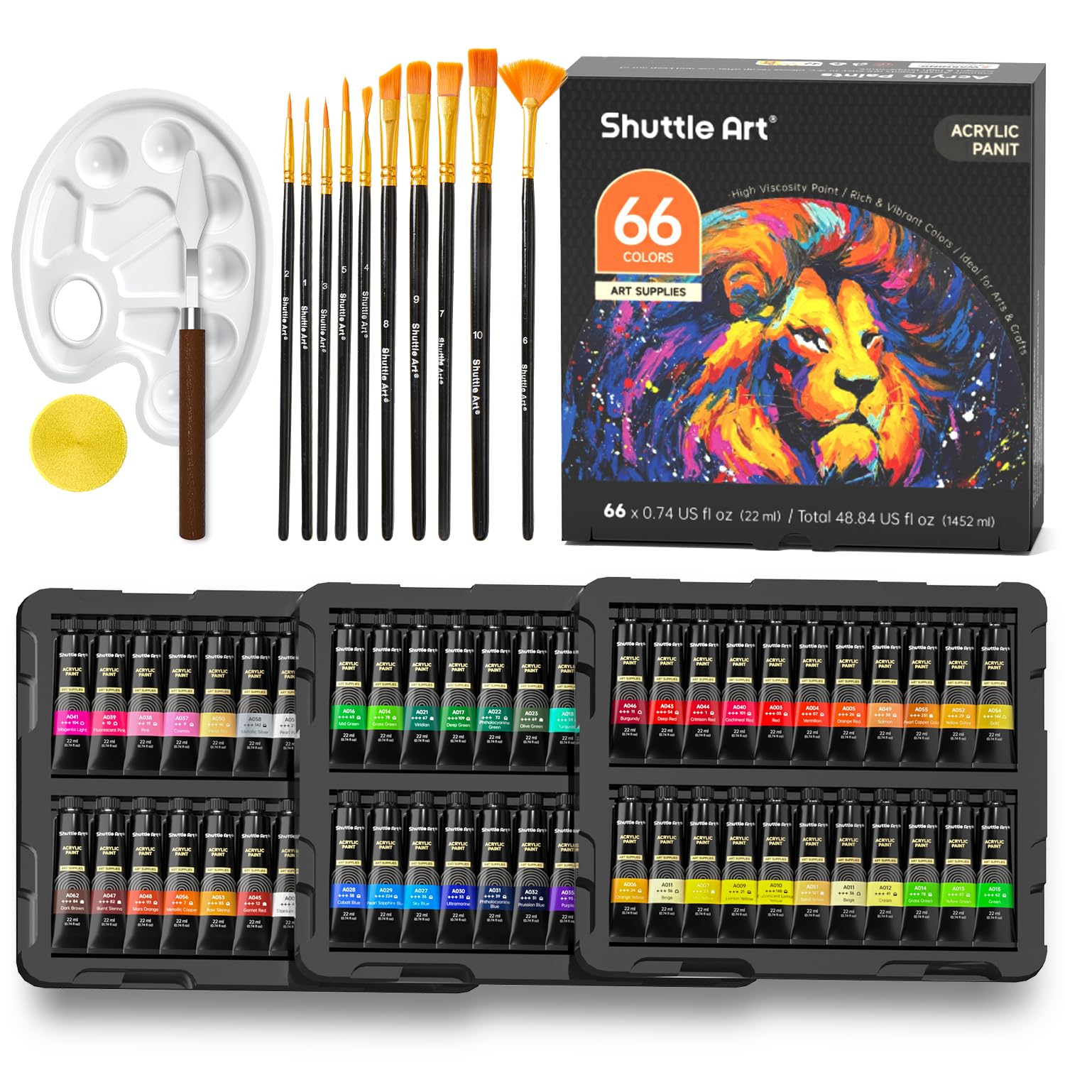 Shuttle Art Acrylic Paint 82 Piece 66 10 Paint Brushes with Quick Durable Can Paint on Coloring Art Experts Set, Pieces, Pareto, Drying, Tube, 22ml,
Shuttle Art Acrylic Paint 82 Piece 66 10 Paint Brushes with Quick Durable Can Paint on Coloring Art Experts Set, Pieces, Pareto, Drying, Tube, 22ml,