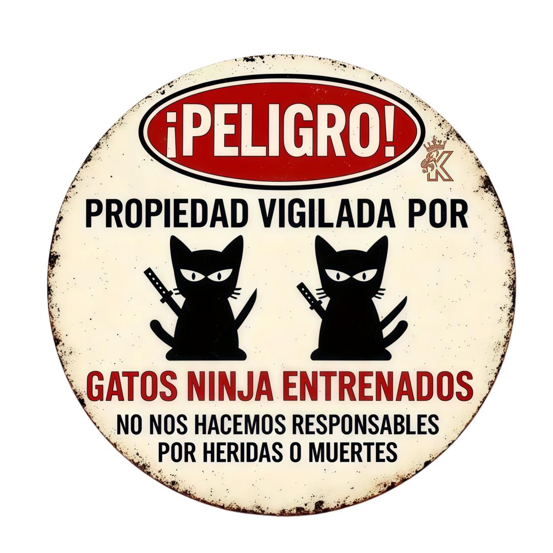 D Flat PELIGRO GATOS NINJA ENTRENADOS Round Metal Tin Sign Funny Spanish Ninja Cat Themed Wall Decor Humorous Pet Art fo 20x20cm(8x8inch)
D Flat PELIGRO GATOS NINJA ENTRENADOS Round Metal Tin Sign Funny Spanish Ninja Cat Themed Wall Decor Humorous Pet Art fo 20x20cm(8x8inch)